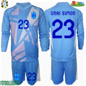 Spanien Unai Simon #23 Målvakt Hemmaställ Barn EM 2024 Långärmad (+ Korta byxor)